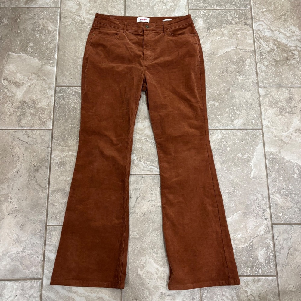 Wrangler‎ High Rise Fierce Flare Corduroy Pants Rust Brown 16x34 112324954